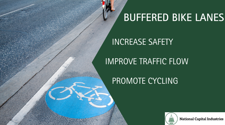 infographic for NatCap about the benefits of a buffered bike lane