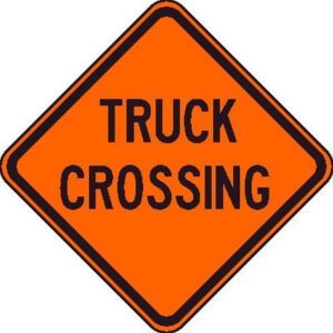 Truck crossing work zone sign