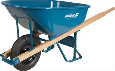 6 cubic foot Jackson steel contractor wheelbarrow with flat free tire