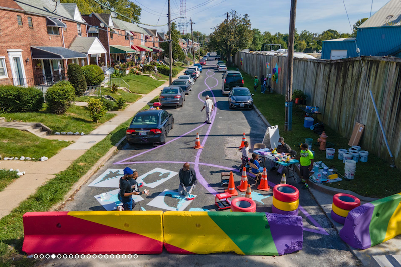 Rainbow road striping by Graham Projects in Baltimore, MD
