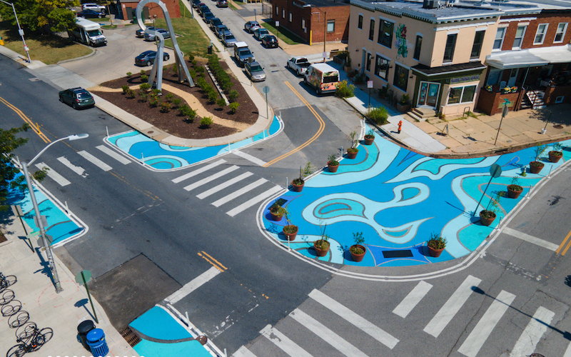 Creative pavement markings in Baltimore, MD by Graham Projects