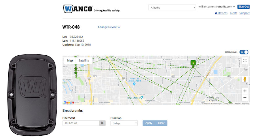 Wanco asset tracker GPS view